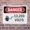 Signmission 13200 Volts Danger Sign, Plastic, 10in W x 7in L, 2PK OS-2PACK-DS-P-710-L-1006 - alternate 3